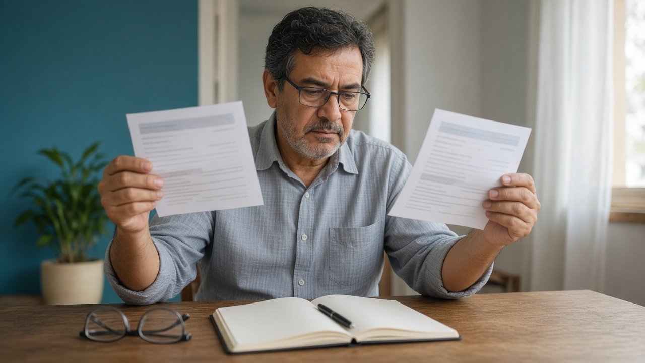 Pessoa conferindo o boleto do plano de saúde que aumentou